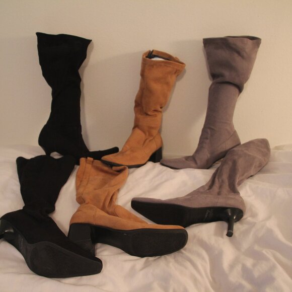 Boots 3 for the price of one. Black, gray, & light brown. Size 7 Good condition. - Picture 1 of 13